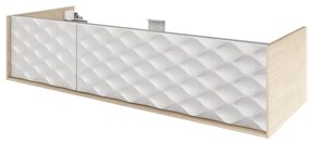 Mobile da bagno sospeso sotto lavabo L 135 x H 32 x P 48 cm bianco e rovere laccato lucido, 2 cassetti SENSEA Neo Frame