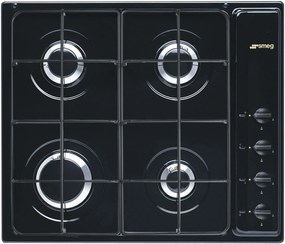 Piano Cottura da Incasso 60 cm Nero SMEG S64SN - 4 Fuochi, Design Elegante
