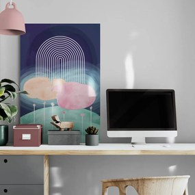 Stampa su tela – Arcobaleno su prato astratto Mid-Century