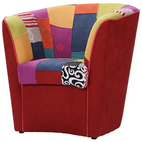 Poltrona da camera ufficio in tessuto BORDEAUX patchwork cucita a mano