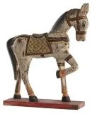 Statua Decorativa DKD Home Decor Cavallo Ferro Legno di mango (35 x 10 x 42 cm)