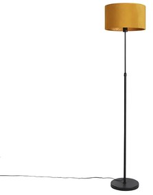 Lampada da terra nera con paralume in velluto giallo ocra con oro 35 cm - Parte