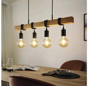 Eglo 33378 - Lampadario LED a sospensione con filo TOWNSHEND 4xE27/4W/230V 2200K beige/nero