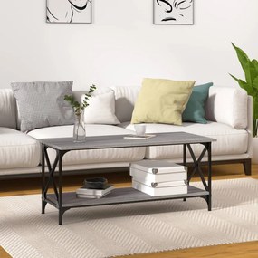 Tavolino Grigio Sonoma 100x45x45cm İn Legno Multistrato E Ferro /