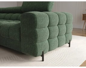 Divano angolare verde allungabile/con contenitore (con penisola a sinistra/con chaise lounge) con rivestimento in bouclé Felro – ELTAP