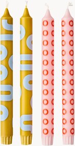 Set di 4 candele lunghe Happy