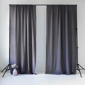 Tenda di lino grigio scuro con passanti Night Time, 250 x 140 cm Dark Grey - Linen Tales