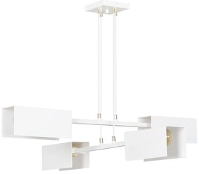 Lampadario Minimal Yuhuang Acciaio Bianco 4 Luci E27 Ip20