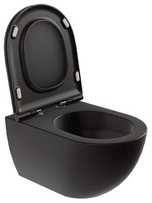 Wc Sospeso Senza Brida Azzurra Ceramica "Comoda" Nero Opaco