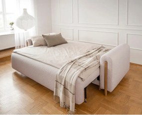 Divano beige/color crema allungabile/con contenitore e rivestimento in bouclé 244 cm Arcadova – ELTAP