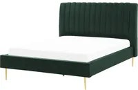 Letto imbottito velluto verde smeraldo e oro rete a doghe testiera alta 140 x 200 cm testata alta design retr