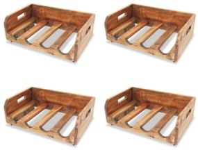 Set Portavini 4pz per 16 Bottiglie in Legno Massello Recuperato