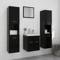 Set Mobili da Bagno Nero in Legno Multistrato 3071217