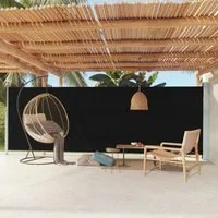 Tenda da Sole Laterale Retrattile per Patio 180x600 cm Nera 317964