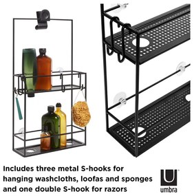 Mensola da bagno in acciaio nero sospesa Cubiko - Umbra