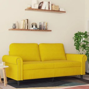 Divano A 2 Posti Giallo 140 Cm İn Velluto /