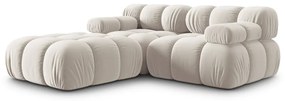 Divano angolare componibile beige (con composizione variabile) con rivestimento in velluto Bellis – Micadoni