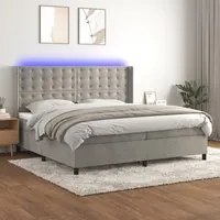 Letto a Molle Materasso e LED Grigio Chiaro 200x200 cm Velluto 3139823