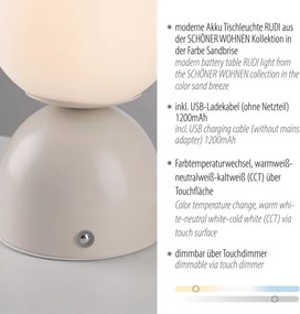 Schöner Wohnen 19218-39 - Lampada da tavolo LED dimmerabile RUDI LED/1,2W/5V grigia