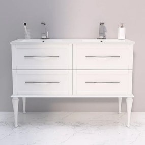 Mobile bagno con lavabo L 120 x P 46 cm bco opaco 2 cassetti per doppia vasca Tiffany