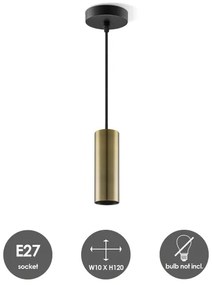 Lampadario a sospensione con filo SAGA 1xE27/40W/230V ottone