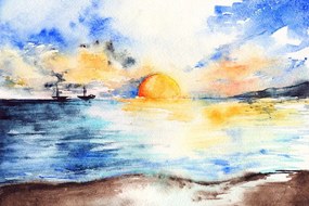 Carta da parati – Tramonto brillante sul mare