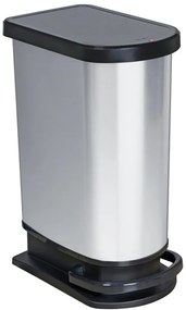 Pattumiera Paso ROTHO a pedale grigio argento 50 L