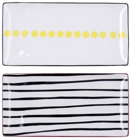 Vassoio per aperitivi Bidasoa Zigzag Rettangolare Multicolore Ceramica 30,5 x 15 x 2 cm