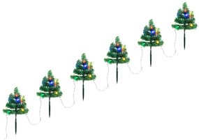 Sentiero Alberi di Natale 6 pz con LED 45 cm PVC, Multicolore