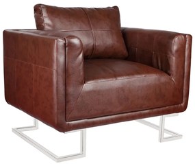 Poltrona A Pozzetto Con Gambe Cromate Marrone İn Similpelle /