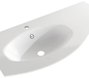 Lavabo a incasso tondo vasca a sinistra L 104 x H 16 x P 53 cm in resina bianco opaco