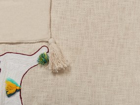Coperta cotone beige e marrone 130 x 180 cm DEOGHAR Beliani