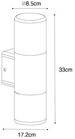 Lampada da parete esterna moderna nera 2 luci IP44 - Odense