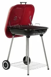 Barbecue a Carbone con Coperchio e Ruote DKD Home Decor Rosso Nero Metallo Acciaio 30 x 40 cm 60 x 57 x 80 cm (60 x 57 x 80 cm)