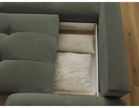 Divano angolare color kaki allungabile/con contenitore (con penisola a sinistra/con chaise lounge) con rivestimento in ciniglia Roxelane – Bobochic Paris