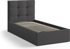 Letto singolo imbottito color antracite con contenitore con rete inclusa 90x200 cm Phaedra – Micadoni