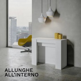 Tavolo Consolle Allungabile VENUS allungabile fino a 296 cm BIANCO FRASSINO allunghe interne