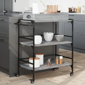 Carrello Cucina Grigio Sonoma 81,5x41x92,5 Cm Legno Multistrato /