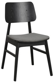 Sedia da pranzo nera con cuscino grigio scuro Nagano - Rowico