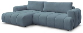 Divano angolare blu allungabile e con contenitore (penisola a sinistra/chaise lounge) con rivestimento in ciniglia Fuji – Bobochic Paris