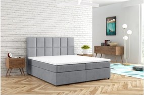 Letto matrimoniale imbottito grigio con spazio contenitivo 200x200 cm Flip - Ropez