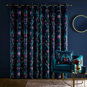 Tende blu in set da 2 168x229 cm Mya Tropical Floral - Catherine Lansfield