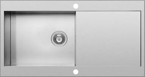 Lavello integrato 1 vasca in inox argento PYRAMIS Mondrian L 53 x L 100 cm, reversibile