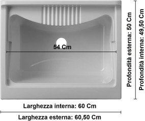 Mobile Lavatoio in PVC 60x50x85cm 2 Ante Forlani Honest Bianco...