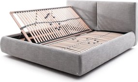 Letto matrimoniale imbottito grigio con contenitore con rete inclusa 180x200 cm Atesio – Meise Möbel