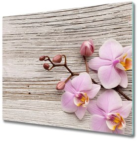 Tagliere in vetro Orchidea sul legno 60x52 cm