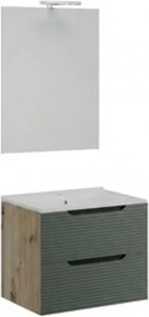 Mobile Bagno Sospeso Comfort 2 Cassetti Dogato 60 Cm Rovere Verde Salvia