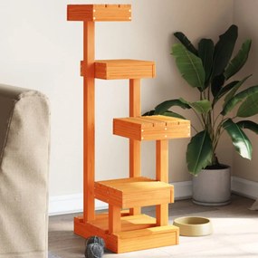 Albero Per Gatti Marrone Cera 45,5x49x103 Cm İn Legno Di Pino /