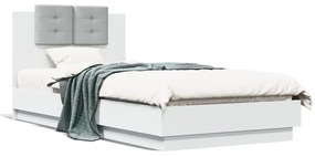Giroletto Con Testiera Bianco 90x200 Cm İn Legno Multistrato /