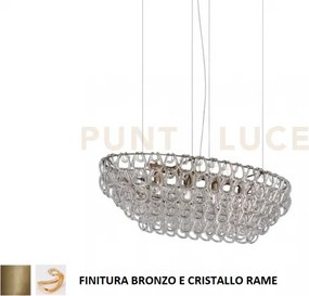 Giogali sospensione ov1 cristallo rame e bronzo opaco 4 luci attacc...